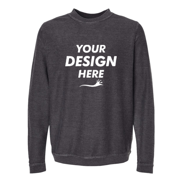 Boxercraft Unisex Corded Crewneck Sweatshirt, Black, Front view, Mockup
