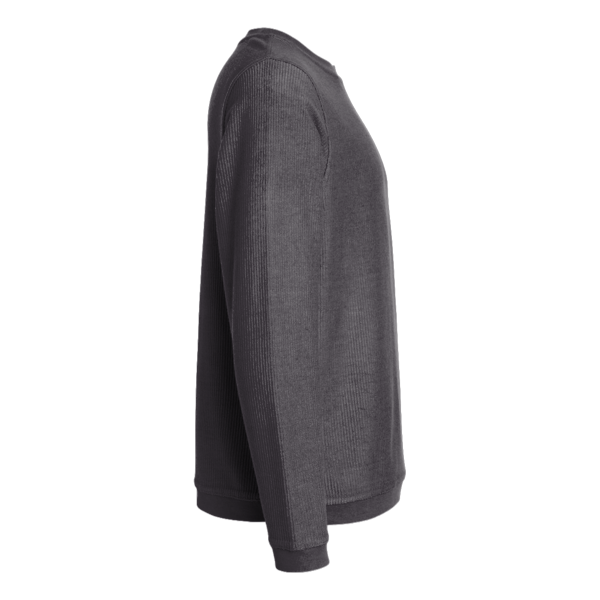 Boxercraft Unisex Corded Crewneck Sweatshirt, Black, Right Sleeve view