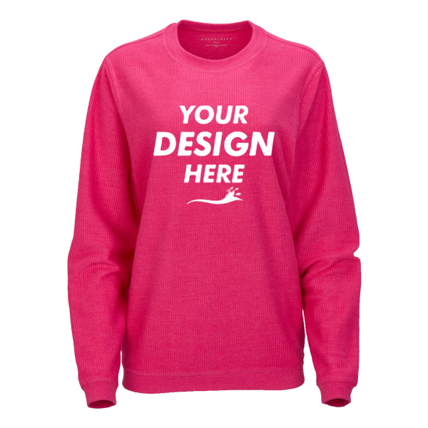Boxercraft Unisex Corded Crewneck Sweatshirt, Cosmic Pink, Front view, Mockup