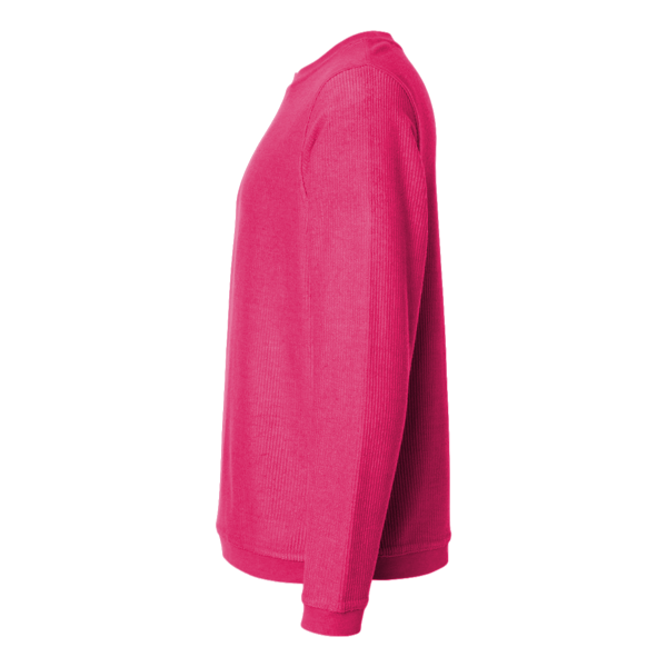 Boxercraft Unisex Corded Crewneck Sweatshirt, Cosmic Pink, Left Sleeve view