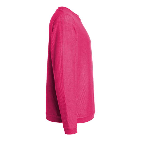 Boxercraft Unisex Corded Crewneck Sweatshirt, Cosmic Pink, Right Sleeve view