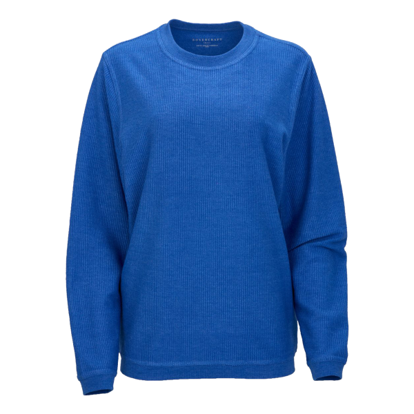 Boxercraft Unisex Corded Crewneck Sweatshirt, Electric Royal, Front view