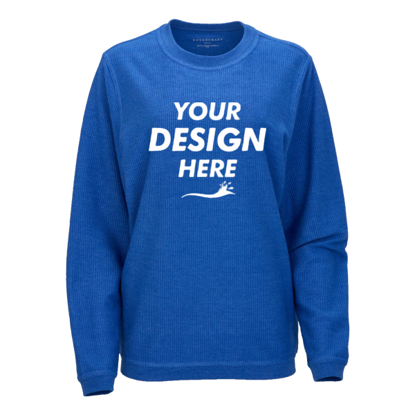 Boxercraft Unisex Corded Crewneck Sweatshirt, Electric Royal, Front view, Mockup