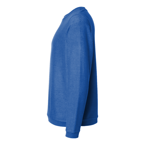 Boxercraft Unisex Corded Crewneck Sweatshirt, Electric Royal, Left Sleeve view