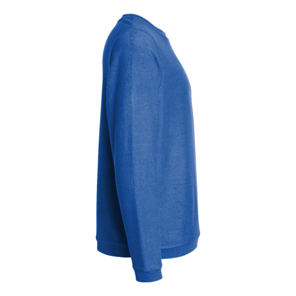 Boxercraft Unisex Corded Crewneck Sweatshirt, Electric Royal, Right Sleeve view