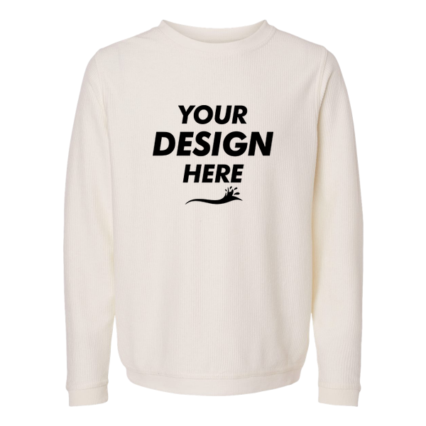 Boxercraft Unisex Corded Crewneck Sweatshirt, Natural, Front view, Mockup