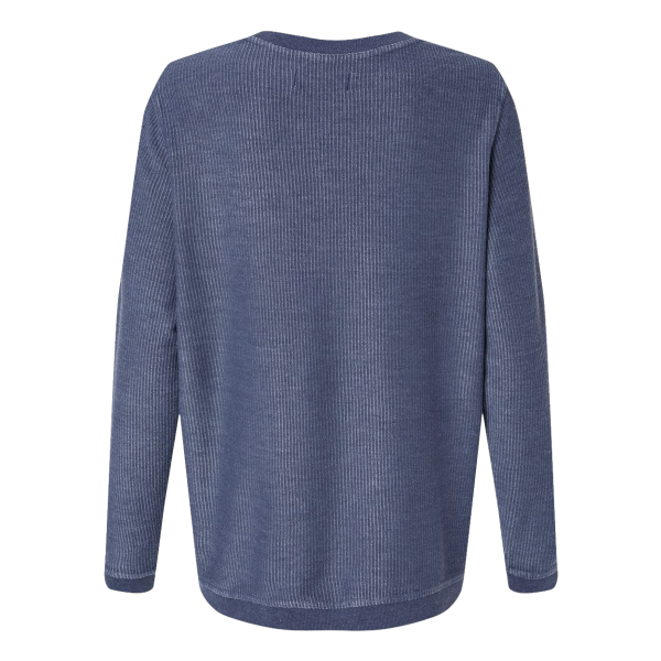 Boxercraft Unisex Corded Crewneck Sweatshirt, Navy, Back view