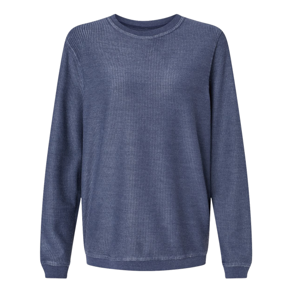 Boxercraft Unisex Corded Crewneck Sweatshirt, Navy, Front view