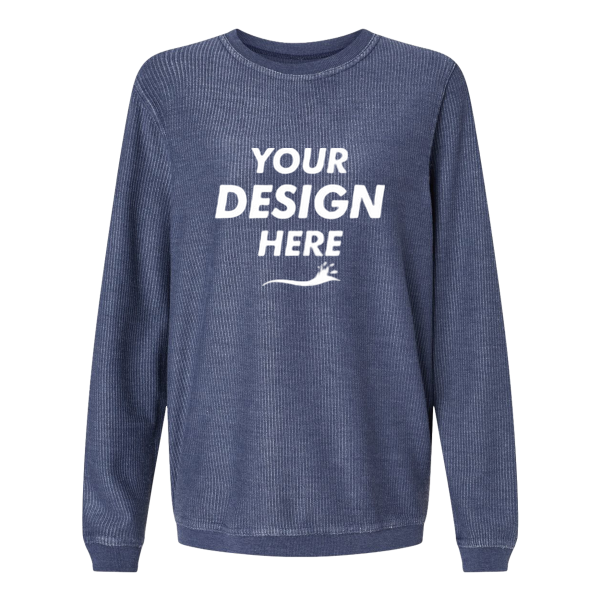 Boxercraft Unisex Corded Crewneck Sweatshirt, Navy, Front view, Mockup