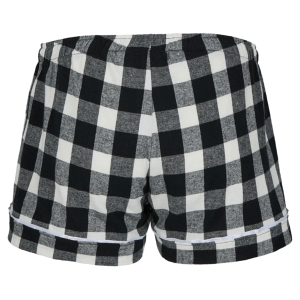 Boxercraft Women's Flannel Shorts, Black / White Buffalo Plaid, Back view