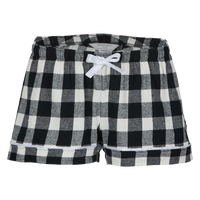 Boxercraft Women's Flannel Shorts, Black / White Buffalo Plaid, Front view