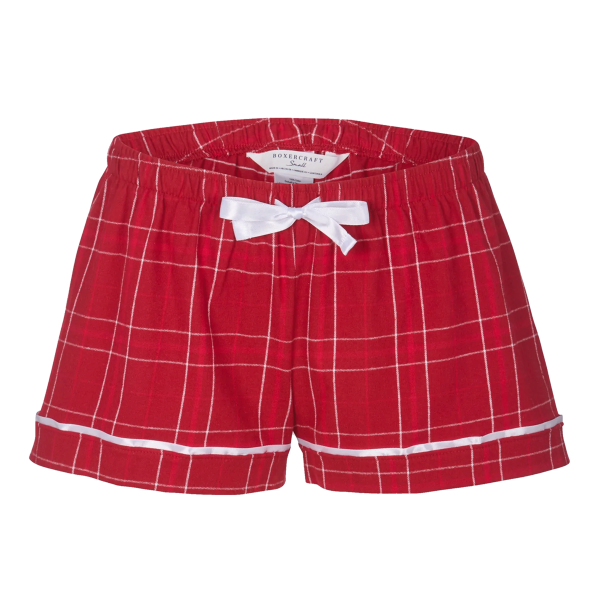 Boxercraft Women's Flannel Shorts, Crimson Field Day Plaid / Crimson Field Day Plaid, Front view