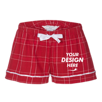 Boxercraft Women's Flannel Shorts, Crimson Field Day Plaid / Crimson Field Day Plaid, Front view, Mockup