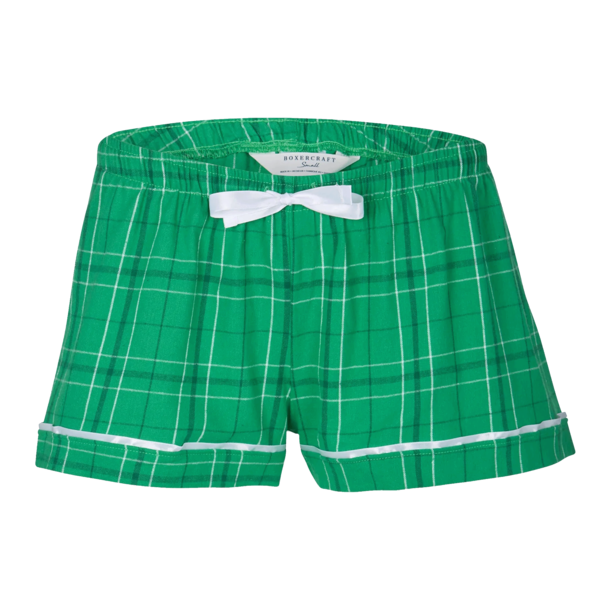 Boxercraft Women's Flannel Shorts, Kelly Field Day Plaid / Kelly Field Day Plaid, Front view