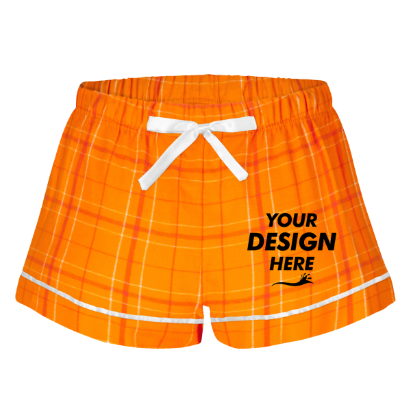 Boxercraft Women's Flannel Shorts, Orange Field Day Plaid / Orange Field Day Plaid, Front view, Mockup
