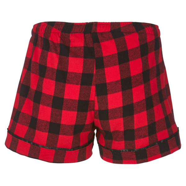 Boxercraft Women's Flannel Shorts, Red / Black Buffalo, Back view