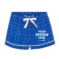 Boxercraft Women's Flannel Shorts, Royal Field Day Plaid / Royal Field Day Plaid, Front view, Mockup