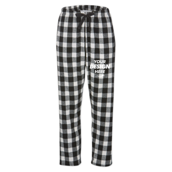 Boxercraft Women's Haley Flannel Pants, Black / White Buffalo Plaid / White Buffalo Plaid, Front view, Mockup