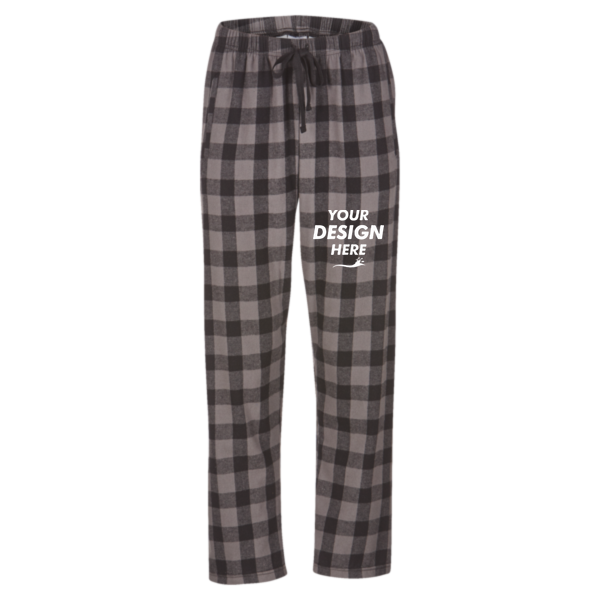 Boxercraft Women's Haley Flannel Pants, Charcoal / Black Buffalo / Black Buffalo, Front view, Mockup