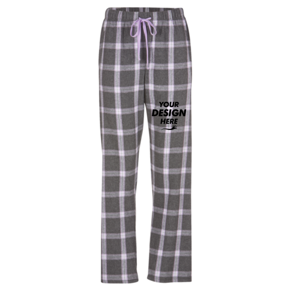 Boxercraft Women's Haley Flannel Pants, Charcoal Lavender Tomboy Plaid / Charcoal Lavender Tomboy Plaid / Charcoal Lavender Tomboy Plaid, Front view, Mockup