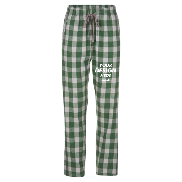 Boxercraft Women's Haley Flannel Pants, Green / Oxford Buffalo / Oxford Buffalo, Front view, Mockup