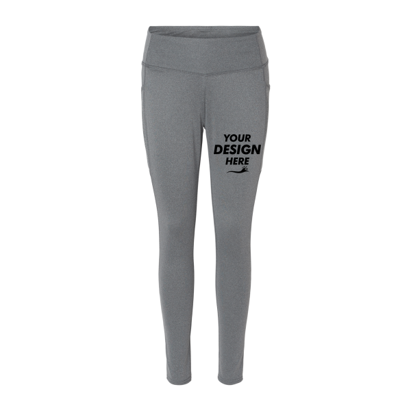 Boxercraft Women's Luna Leggings, Slate Heather, Front view, Mockup