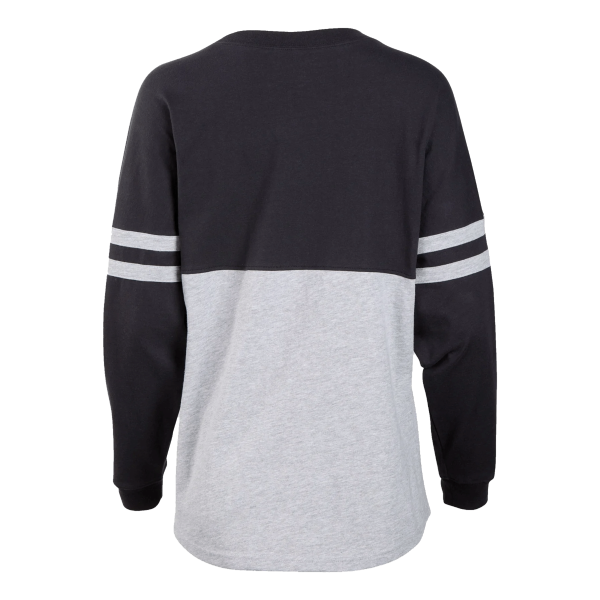 Boxercraft Women's Pom Pom Long Sleeve Jersey T-Shirt, Black / Oxford / Oxford, Back view