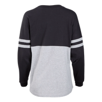 Boxercraft Women's Pom Pom Long Sleeve Jersey T-Shirt, Black / Oxford / Oxford, Back view