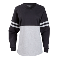 Boxercraft Women's Pom Pom Long Sleeve Jersey T-Shirt, Black / Oxford / Oxford, Front view
