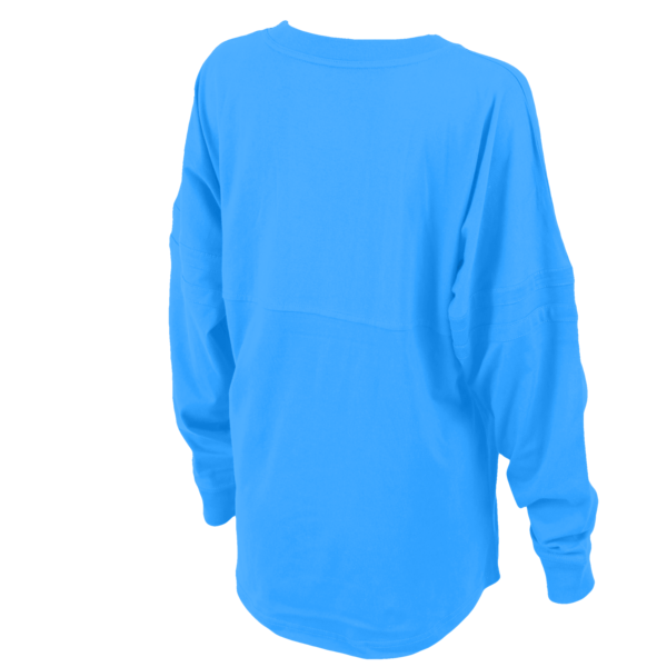 Boxercraft Women's Pom Pom Long Sleeve Jersey T-Shirt, Collegiate Blue / Collegiate Blue / Collegiate Blue, Back view