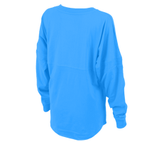 Boxercraft Women's Pom Pom Long Sleeve Jersey T-Shirt, Collegiate Blue / Collegiate Blue / Collegiate Blue, Back view