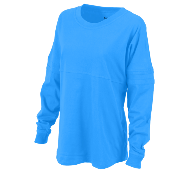 Boxercraft Women's Pom Pom Long Sleeve Jersey T-Shirt, Collegiate Blue / Collegiate Blue / Collegiate Blue, Front view