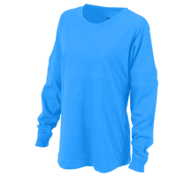 Boxercraft Women's Pom Pom Long Sleeve Jersey T-Shirt, Collegiate Blue / Collegiate Blue / Collegiate Blue, Front view