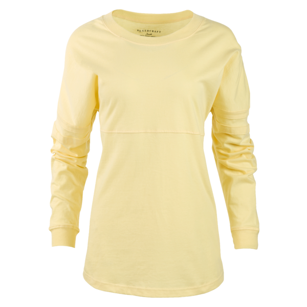 Boxercraft Women's Pom Pom Long Sleeve Jersey T-Shirt, Daffodil / Daffodil / Daffodil, Front view