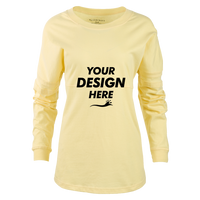 Boxercraft Women's Pom Pom Long Sleeve Jersey T-Shirt, Daffodil / Daffodil / Daffodil, Front view, Mockup