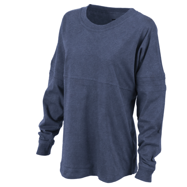 Boxercraft Women's Pom Pom Long Sleeve Jersey T-Shirt, Denim / Denim / Denim, Front view