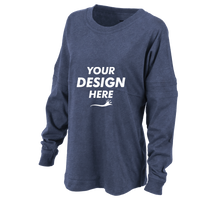 Boxercraft Women's Pom Pom Long Sleeve Jersey T-Shirt, Denim / Denim / Denim, Front view, Mockup
