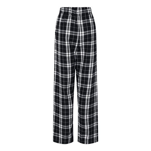Boxercraft Youth Flannel Pants, Black / white, Back view