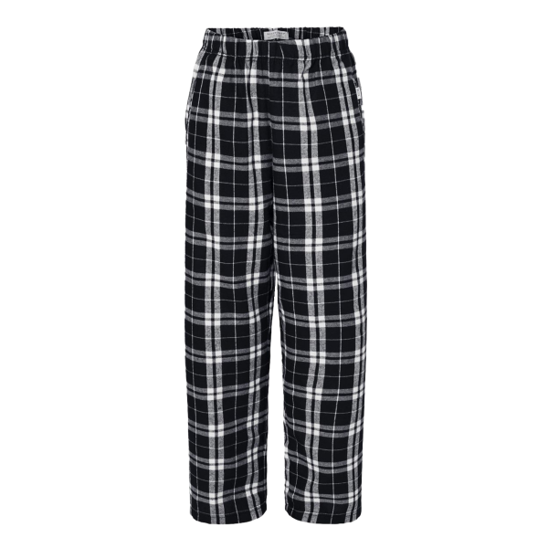 Boxercraft Youth Flannel Pants, Black / white, Front view