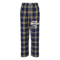 Boxercraft Youth Flannel Pants, Navy / Gold, Front view, Mockup