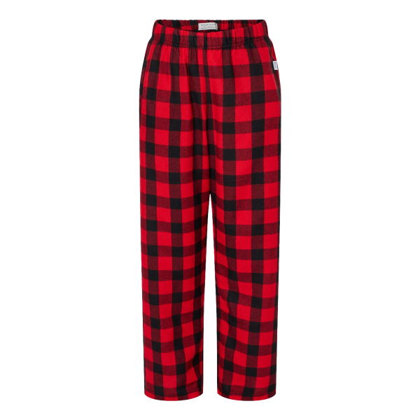 Boxercraft Youth Flannel Pants, Red / Black Buffalo, Front view