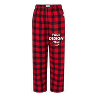 Boxercraft Youth Flannel Pants, Red / Black Buffalo, Front view, Mockup