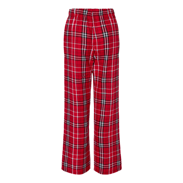 Boxercraft Youth Flannel Pants, Red / white, Back view