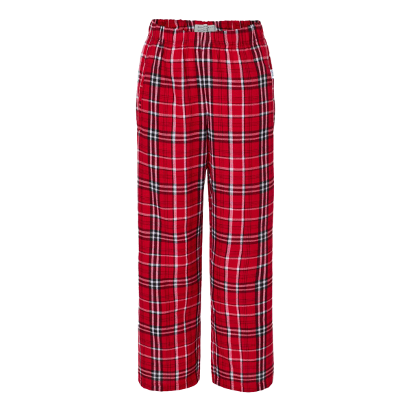 Boxercraft Youth Flannel Pants, Red / white, Front view