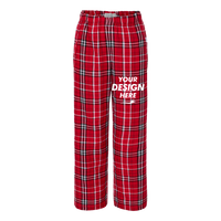 Boxercraft Youth Flannel Pants, Red / white, Front view, Mockup