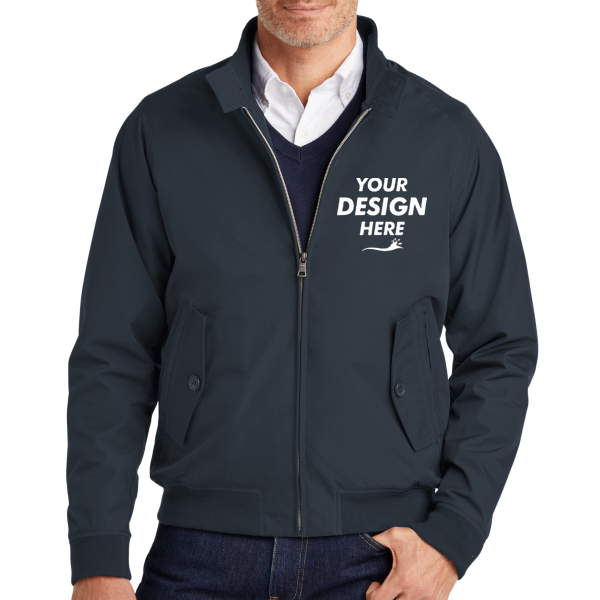 Brooks Brothers Bomber Jacket, Night Navy, Front view, Mockup