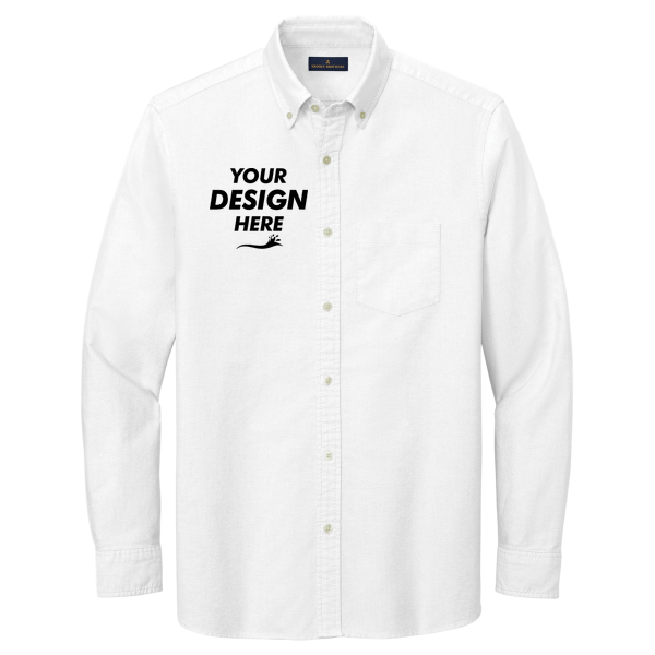 Brooks Brothers Casual Oxford Cloth Shirt, White, Front view, Mockup