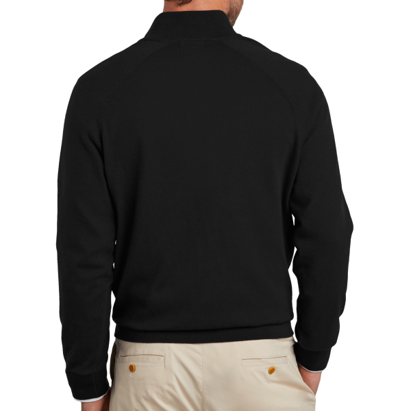 Brooks Brothers Cotton Stretch 1/4 Zip Sweater, Deep Black, Back view
