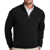 Brooks Brothers Cotton Stretch 1/4 Zip Sweater, Deep Black, Front view