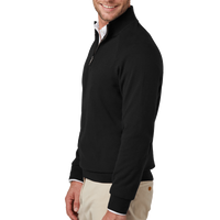 Brooks Brothers Cotton Stretch 1/4 Zip Sweater, Deep Black, Left Sleeve view